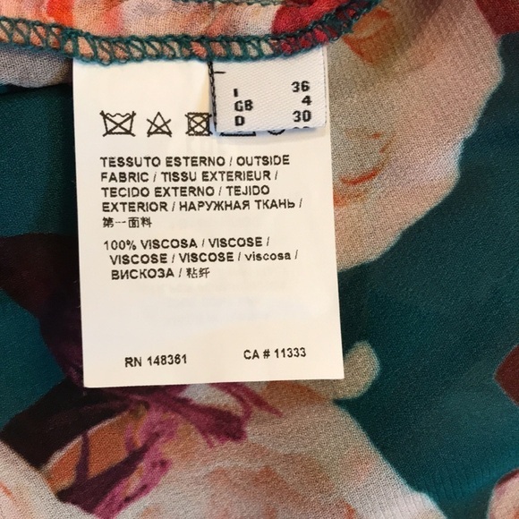 PINKO Multi Verde Sfoglia Blouse Size Extra Small - Picture 9 of 14